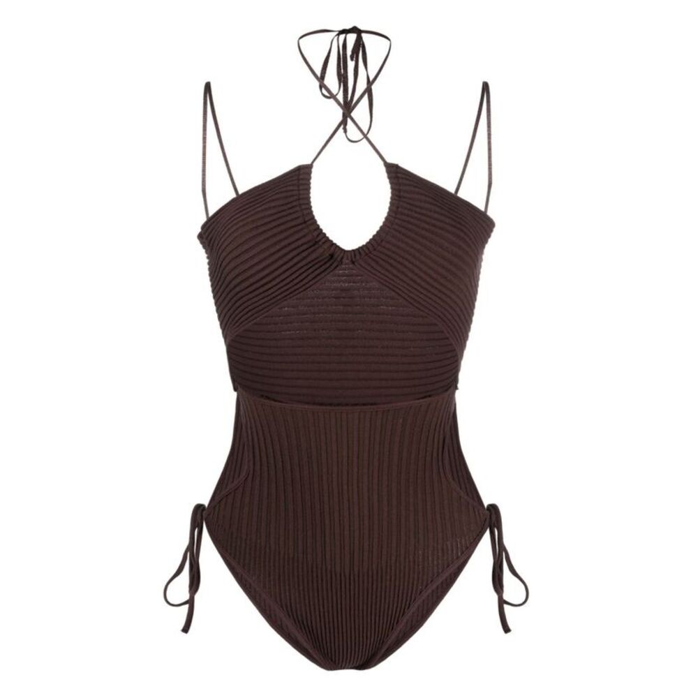 Andrea Adamo Halterneck-Fastening Ribbed-Knit Bodysuit